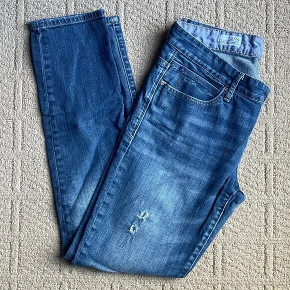 GAP 1969 Womens Slouchy Skinny Straight Blue Cotton Blend Denim Jeans Size 27 4 - Picture 1 of 7
